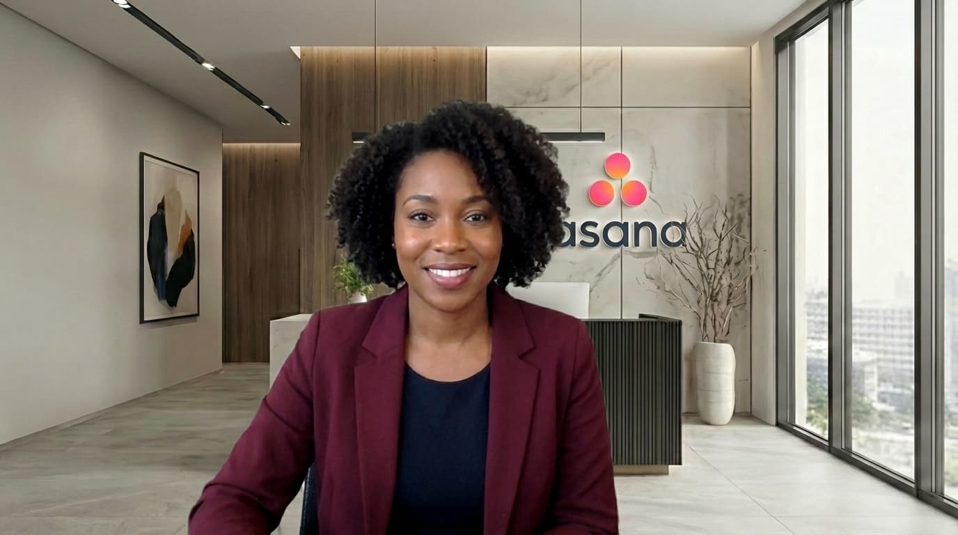 Asana branded background example - Reception Lobby